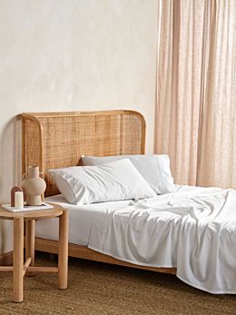 Nara White Bamboo Cotton 400TC Sheet Set