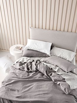 Nimes Ash Linen Quilt Cover Set