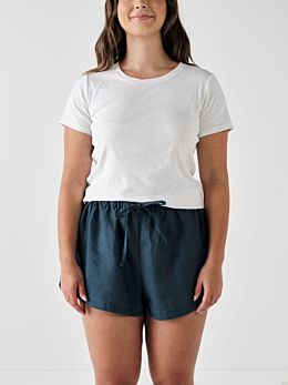 Nimes Navy Linen Shorts