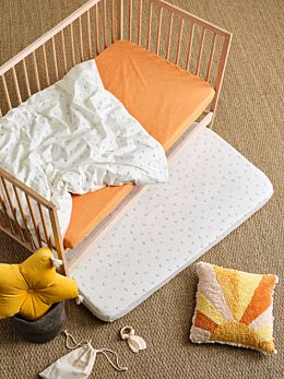 Smiles All Round Sugar-Apricot 2-Piece Cot Fitted Sheet Set